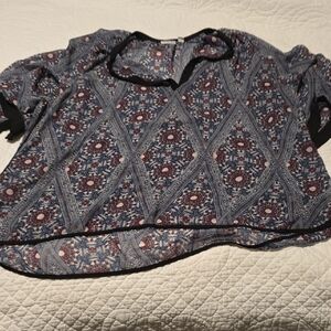 Kim Rogers Blue and Red Boho Blouse